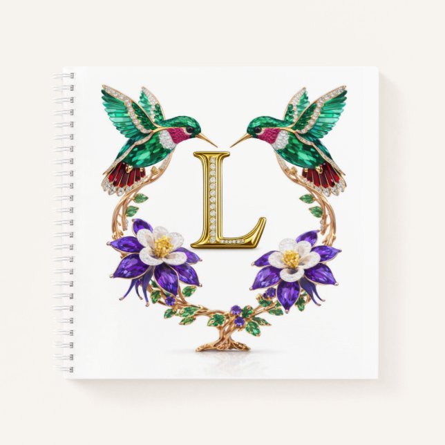 Elegant Letter L Wedding Planner Hummingbird  Notebook (Front)