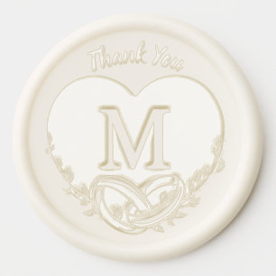 Elegant Letter M Letterpress Heart Wedding Wax Seal Sticker
