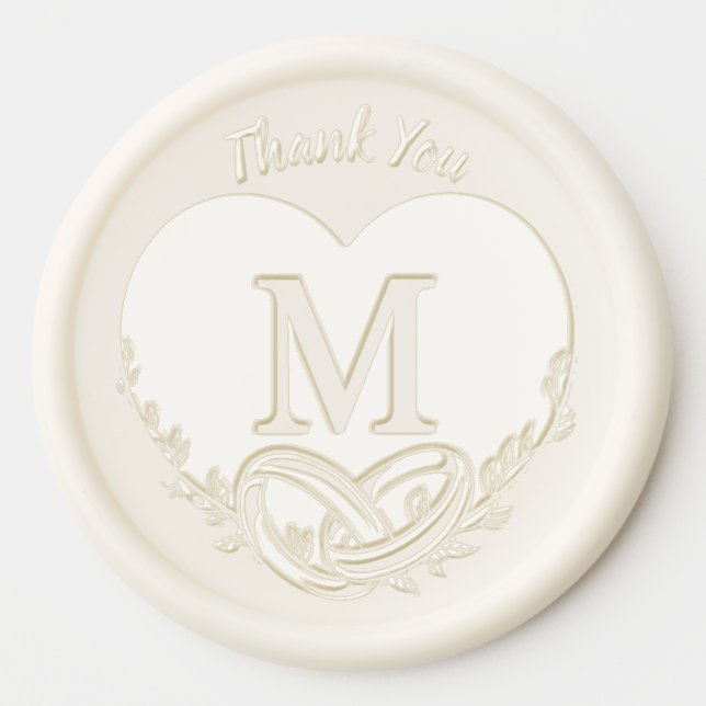 Elegant Letter M Letterpress Heart Wedding  Wax Seal Sticker (Front)