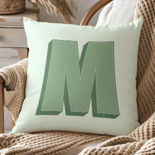 Elegant Letter M Monogram Personalized Initial Throw Pillow