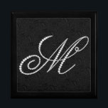 Elegant Letter M Sparkling Diamonds Monogram Gift Box<br><div class="desc">Elegant black and white sparking diamonds initial letter M. Other letters are coming soon. Email me for your initial to get it sooner since it takes time to do this. This is an images of diamonds and not real or fake.</div>