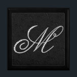 Elegant Letter M Sparkling Diamonds Monogram Gift Box<br><div class="desc">Elegant black and white sparking diamonds initial letter M. Other letters are coming soon. Email me for your initial to get it sooner since it takes time to do this. This is an images of diamonds and not real or fake.</div>