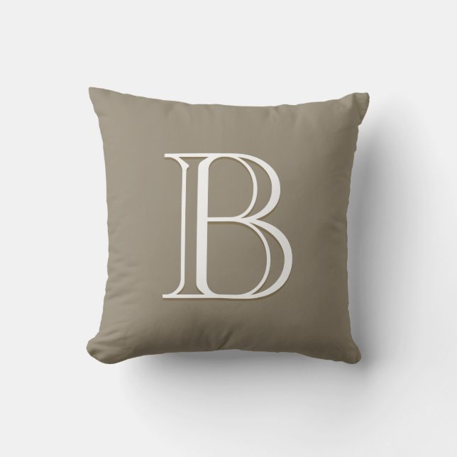 Elegant Letter Monogram Initial Chic Mocha Brown Throw Pillow (Front)