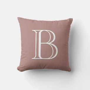 Elegant Letter Monogram Initial Pink Rose Blush Throw Pillow