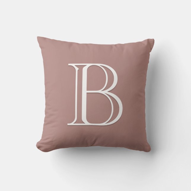 Elegant Letter Monogram Initial Pink Rose Blush Throw Pillow (Front)