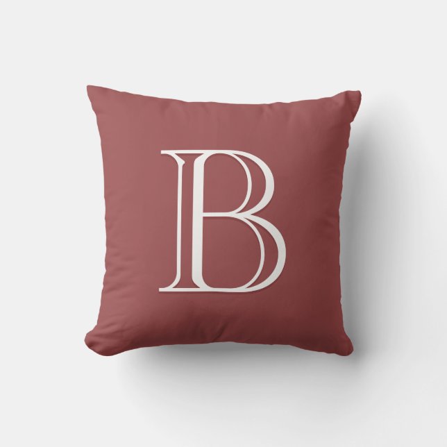 Elegant Letter Monogram Initial Red & White Throw Pillow (Front)