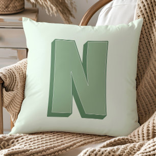 Elegant Letter N Monogram Personalized Initial Throw Pillow