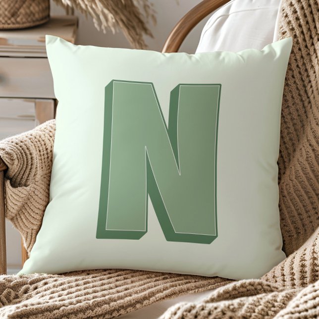 Elegant Letter N Monogram Personalized Initial Throw Pillow (Creator Uploaded)