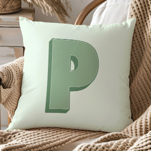 Elegant Letter P Monogram Personalized Initial Throw Pillow