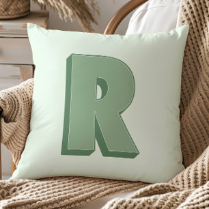 Elegant Letter R Monogram Personalized Initial Throw Pillow