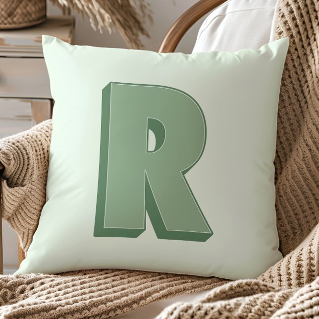 Elegant Letter R Monogram Personalized Initial Throw Pillow (Creator Uploaded)