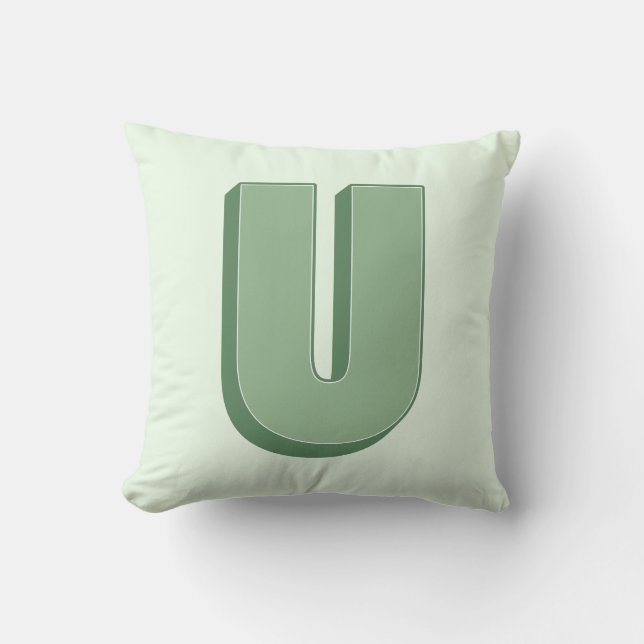 Elegant Letter U Monogram Personalized Initial Throw Pillow (Front)
