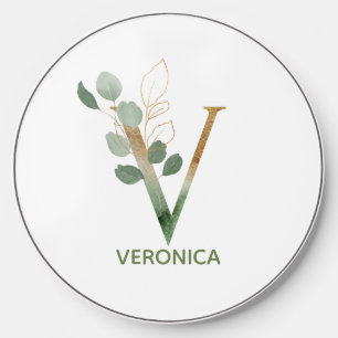 Elegant Letter V Green Foliage Wireless Charger