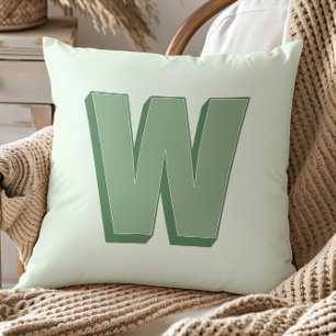 Elegant Letter W Monogram Personalized Initial Throw Pillow