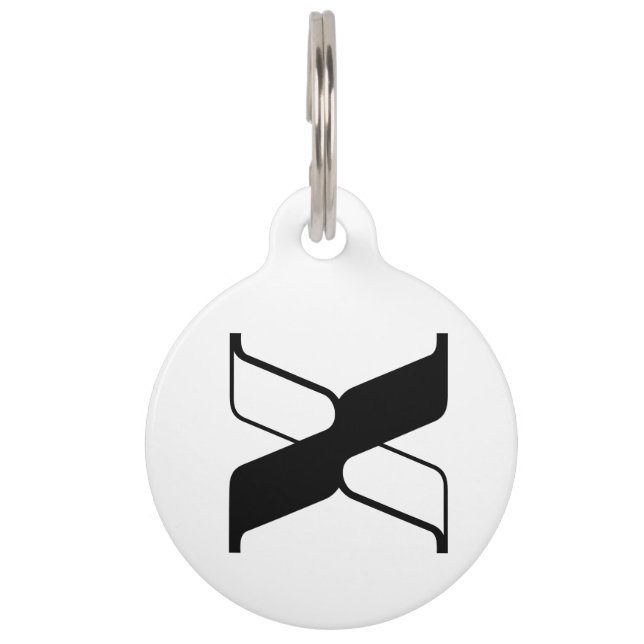 Elegant Letter X Monogram Pet ID Tag (Front)