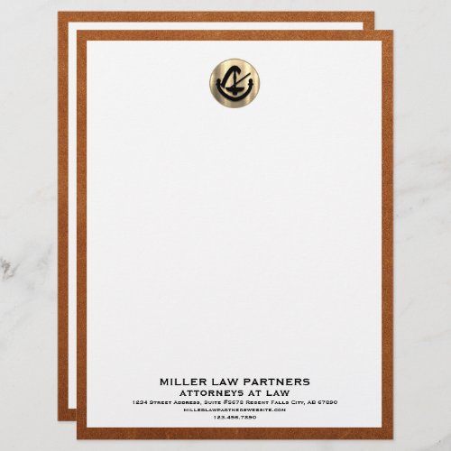 Elegant Letterhead with Gold Logo for Law Firms