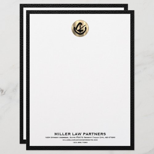Elegant Letterhead with Gold Logo for Law Firms