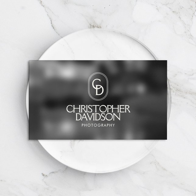 Elegant Lettering Monogram Logo Photo Background Business Card (Creator Uploaded)