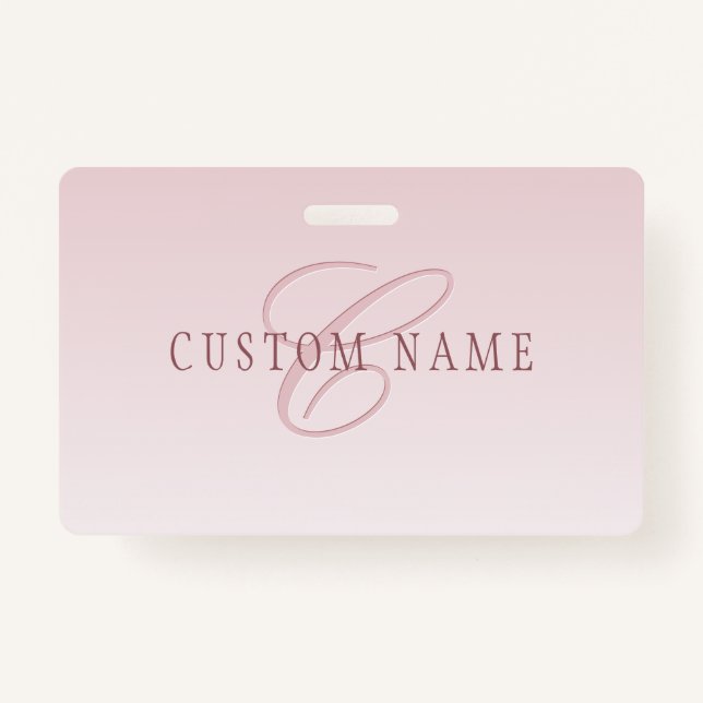 Elegant Lettering & Monogram | Rose Ombre Badge (Front)