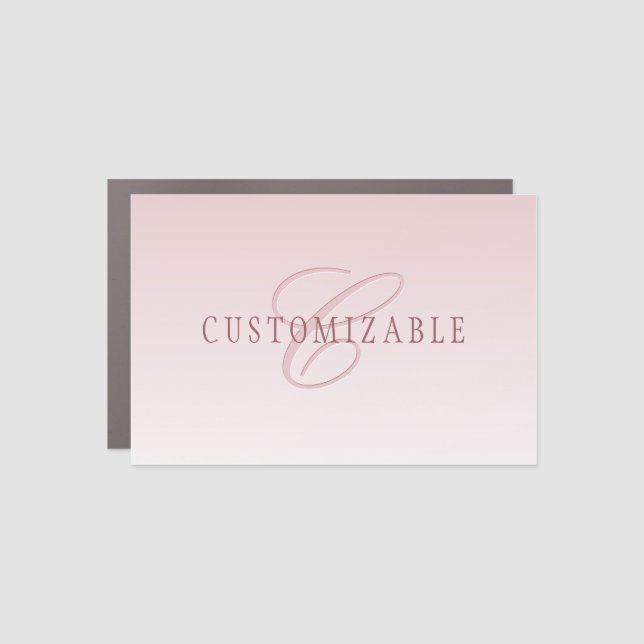 Elegant Lettering & Monogram | Rose Ombre Car Magnet (Front)