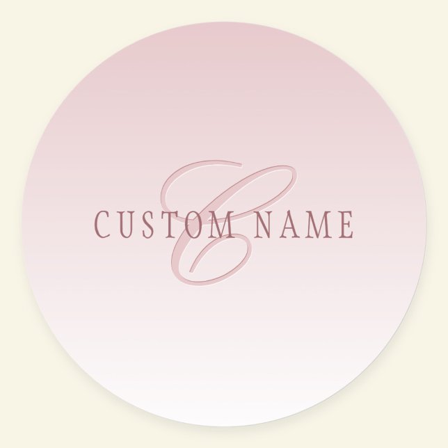Elegant Lettering & Monogram | Rose Ombre Classic Round Sticker (Creator Uploaded)