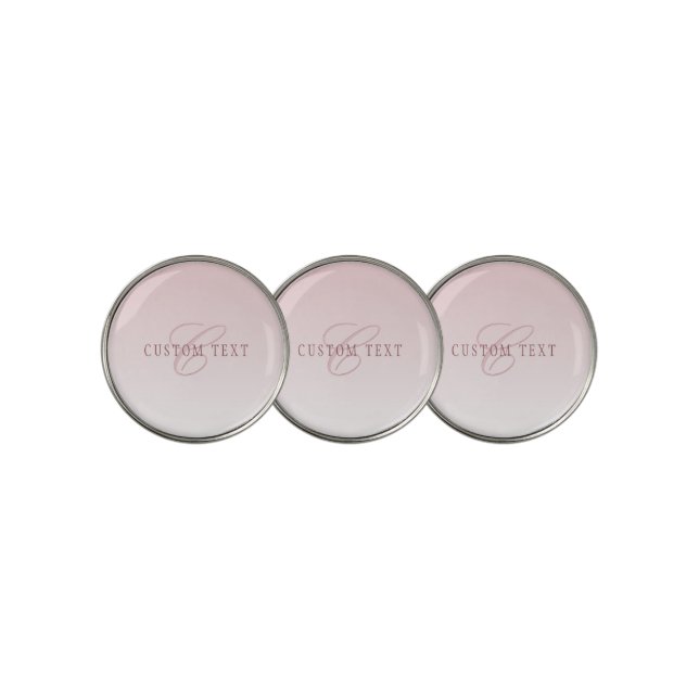 Elegant Lettering & Monogram | Rose Ombre Golf Ball Marker (3 Up)