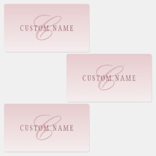 Elegant Lettering & Monogram Rose Ombre Labels