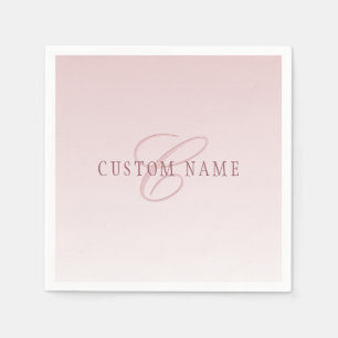 Elegant Lettering & Monogram Rose Ombre Napkins