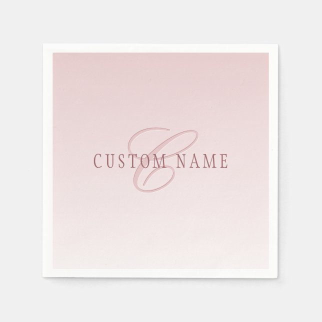 Elegant Lettering & Monogram | Rose Ombre Napkins (Front)