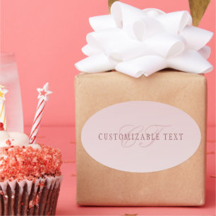 Elegant Lettering & Monogram Rose Ombre Oval Sticker