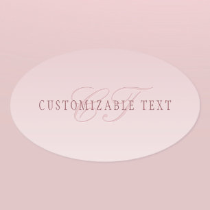 Elegant Lettering & Monogram Rose Ombre Oval Sticker