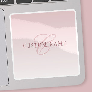 Elegant Lettering & Monogram Rose Ombre Sticker