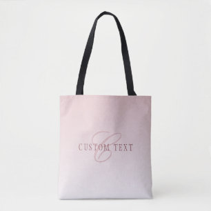 Elegant Lettering & Monogram Rose Ombre Tote Bag