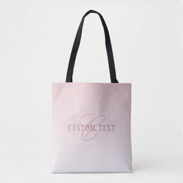 Elegant Lettering & Monogram | Rose Ombre Tote Bag (Front)