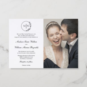 Elegant letterpress custom photo floral monogram  cards