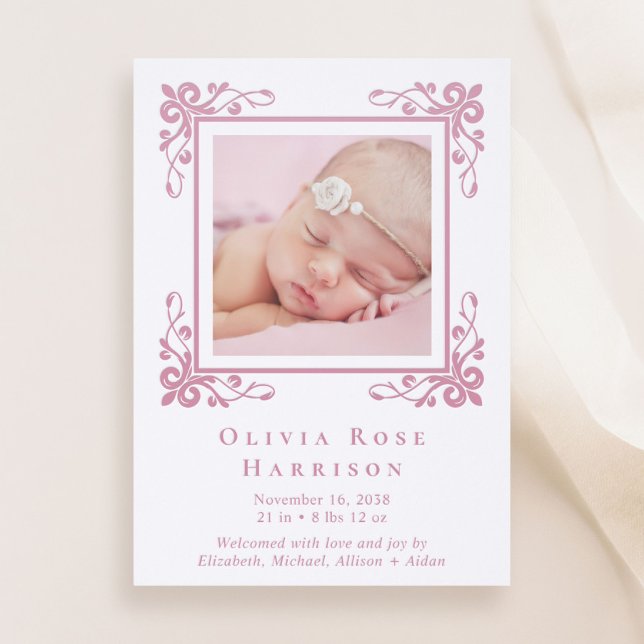 Elegant Letterpress Photo Birth Announcement (Elegant Letterpress Photo Birth Announcement)