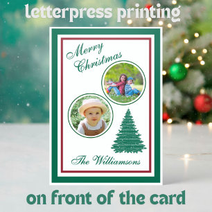 ELEGANT LETTERPRESS PRINT PHOTOS CHRISTMAS  PHOTO CARDS