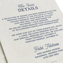 Elegant Letterpress Wedding Details Card