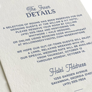 Elegant Letterpress Wedding Details Card