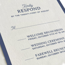 Elegant Letterpress Wedding RSVP Card