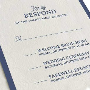 Elegant Letterpress Wedding RSVP Card