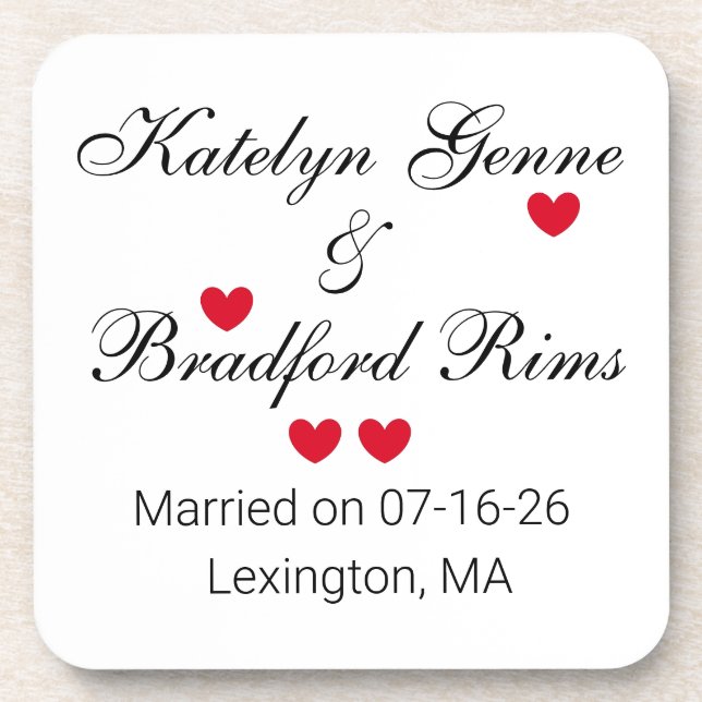 Elegant Letters Wedding  Beverage Coaster (Front)