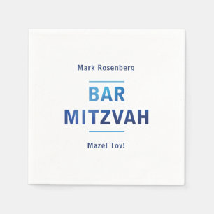 Elegant Letters with Diamond Texture Bar Mitzvah Paper Napkins