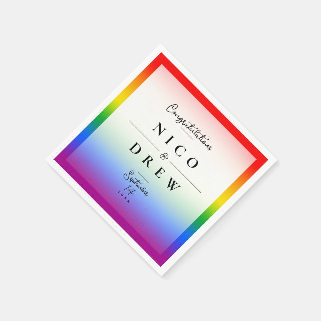 Elegant LGBTQ+ Pride Wedding  Napkins (Corner)
