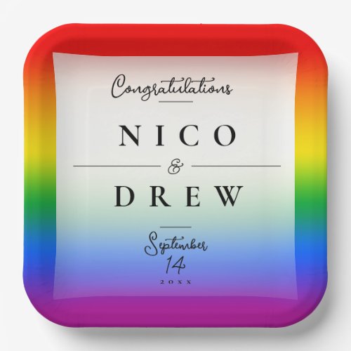 Elegant LGBTQ Pride Wedding  Paper Plates