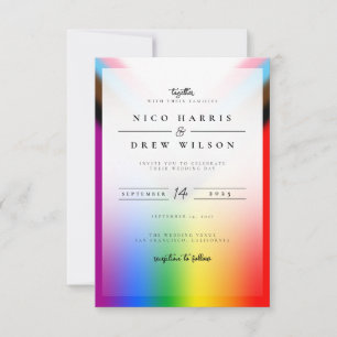 Elegant LGBTQ+ Progress Pride Wedding  Invitation