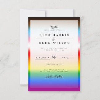 Elegant LGBTQ+ Progress Pride Wedding Invitation
