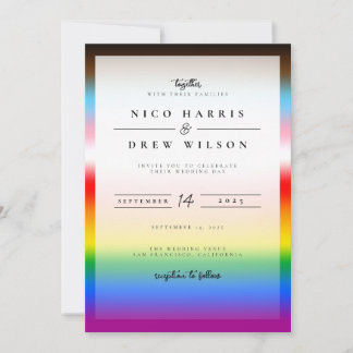 Elegant LGBTQ+ Progress Pride Wedding Invitation