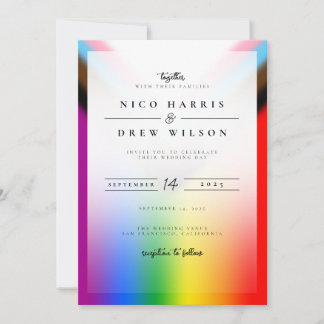 Elegant LGBTQ+ Progress Pride Wedding Invitation
