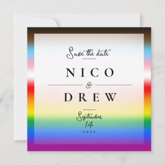 Elegant LGBTQ+ Progress Pride Wedding Save The Date